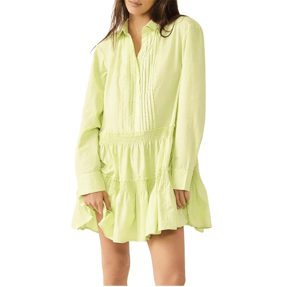Free People Billie Mini Dress Lime Glo Green Size Medium - Picture 4 of 12